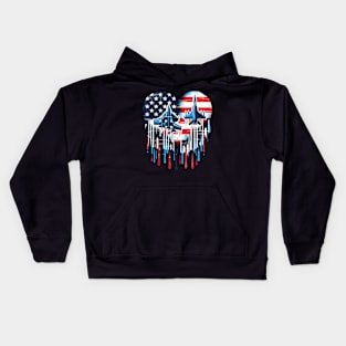 Fighter Jet Airplane American Flag Heart 4Th Of July Kids Hoodie